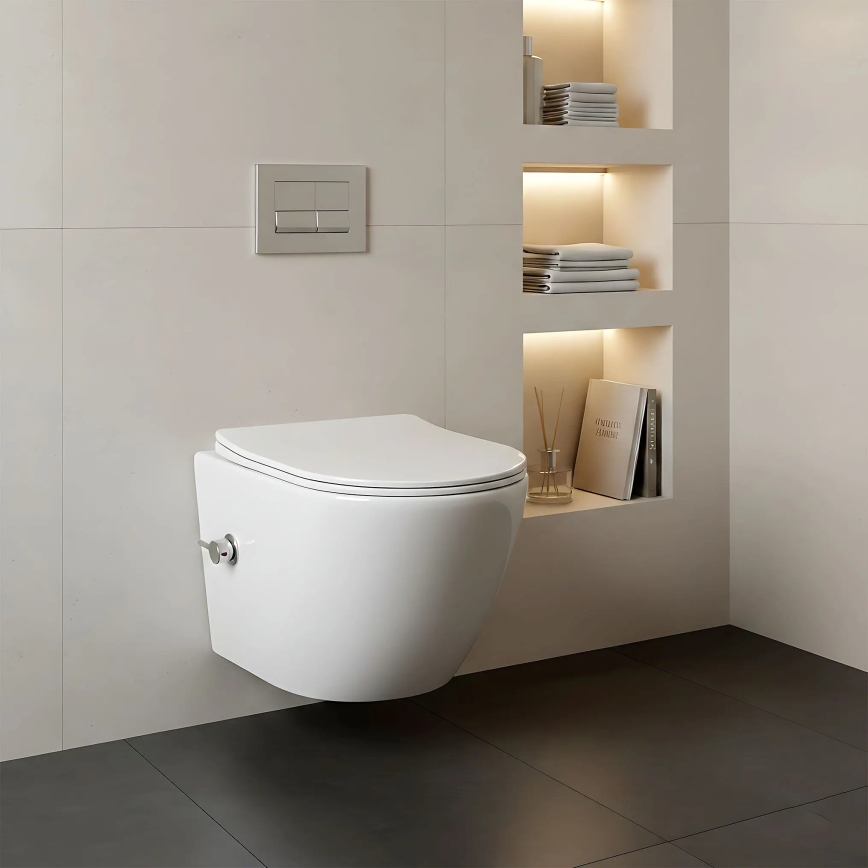 REA-C9701 - WC sospeso con doccetta bidet e sedile CARLO LUX ceramica/bianco