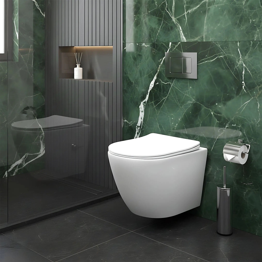 REA-C9701 - WC sospeso con doccetta bidet e sedile CARLO LUX ceramica/bianco