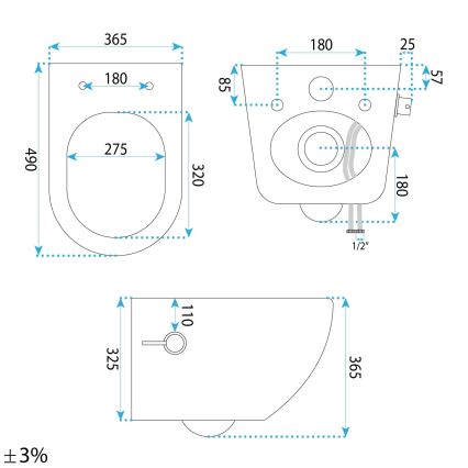REA-C9701 - WC sospeso con doccetta bidet e sedile CARLO LUX ceramica/bianco