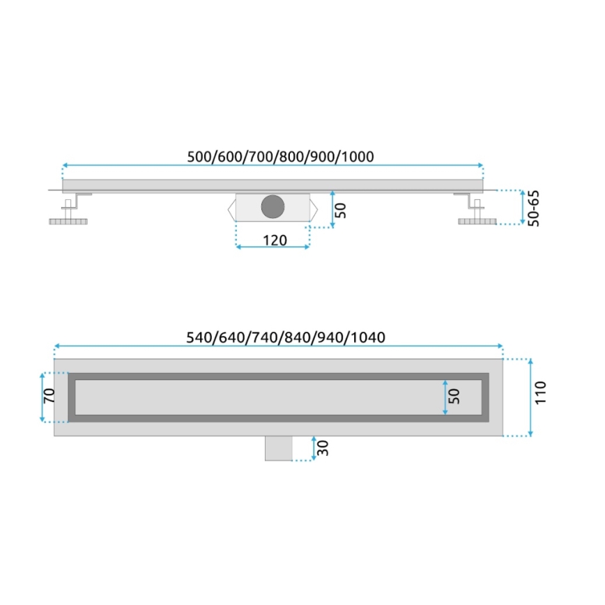 REA-G2501 - Canale di scarico NEOX 60 cm in acciaio inossidabile