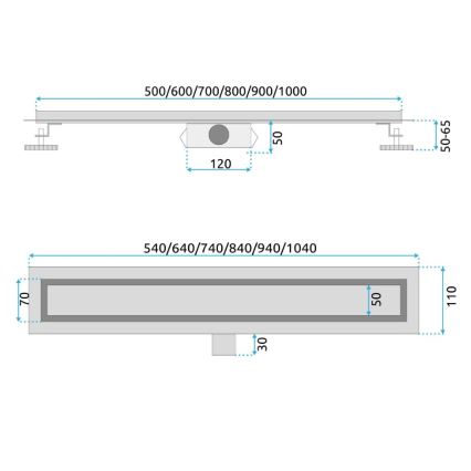 REA-G2562 - Canalina di scarico NEOX 70 cm in acciaio inox/dorato