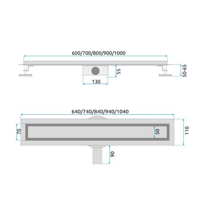 REA-G2704 - Canalina di scarico NEOX PRO 90 cm in acciaio inox/oro spazzolato