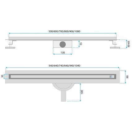REA-G2710 - Canalina di scarico NEOX SLIM 80 cm acciaio inossidabile/nero