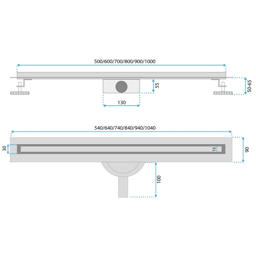 REA-G2710 - Canalina di scarico NEOX SLIM 80 cm acciaio inossidabile/nero