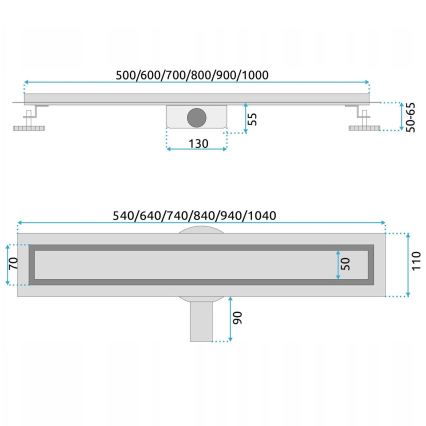 REA-G5806 - Canale di scarico NEOX PRO 50 cm in nichel