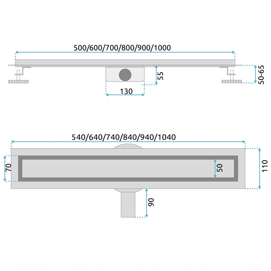 REA-G5806 - Canale di scarico NEOX PRO 50 cm in nichel