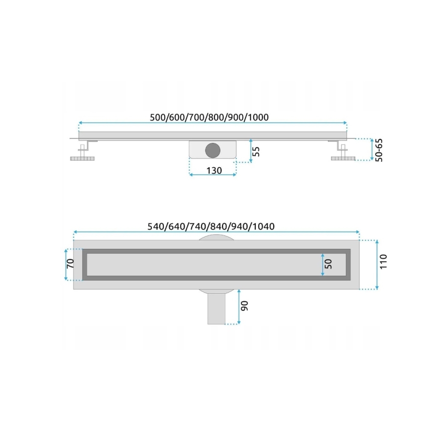 REA-G5807 - Canalina di scarico NEOX PRO 60 cm in acciaio inossidabile