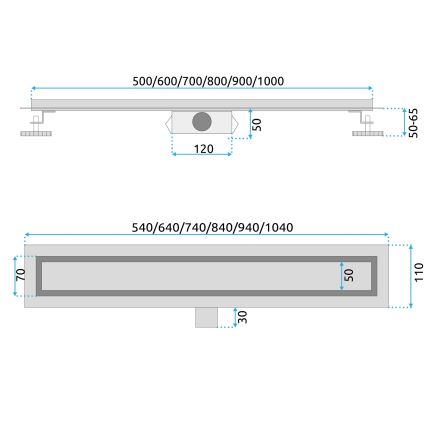 REA-G6605 - Canalina di scarico PURE NEOX 100 cm nero opaco