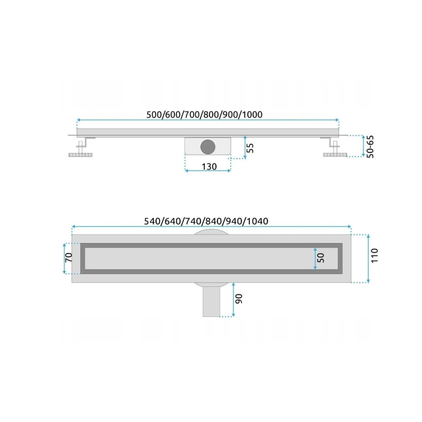 REA-G7803 - Canale di scarico NEOX PRO 80 cm acciaio inox/nero