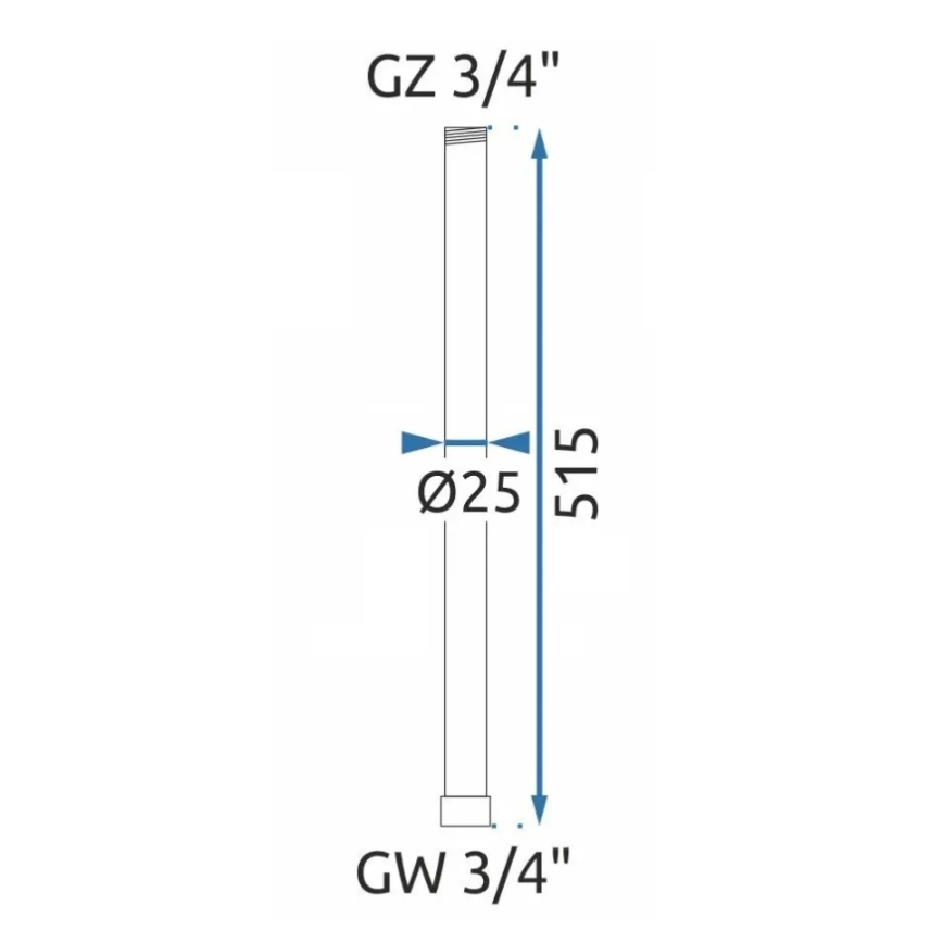 REA-K0880 - Asta di prolunga per kit doccia/vasca, 51,5 cm, nero opaco