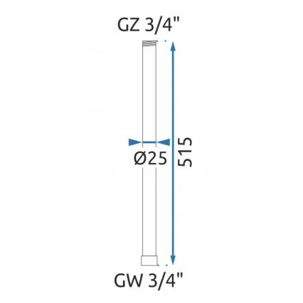 REA-K0881 - Barra di prolunga per set doccia/vasca 51,5 cm, cromo lucido
