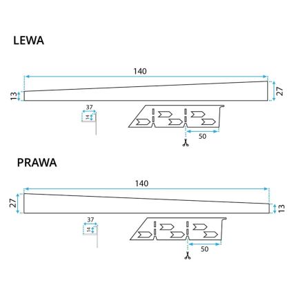 REA-K3218 - Profilo inclinato 140 cm, nero