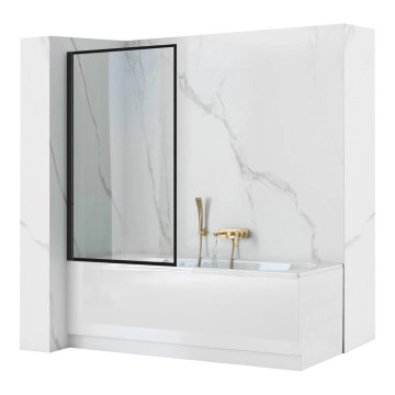 REA-K7390 - Pannello per vasca LAGOS 140x80 cm nero/trasparente