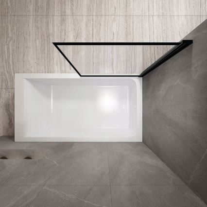 REA-K7390 - Pannello per vasca LAGOS 140x80 cm nero/trasparente