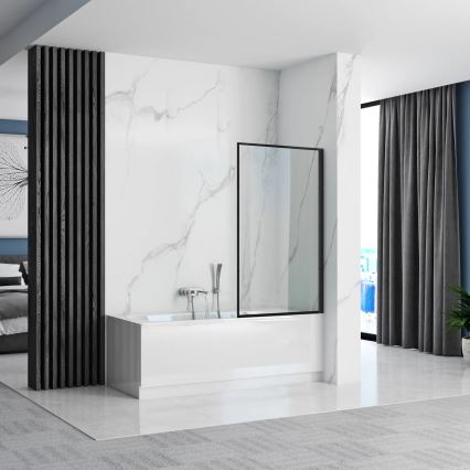REA-K7632 - Parete mobile per vasca LAGOS 140x70 cm nero/trasparente