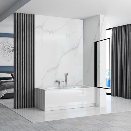 REA-K7632 - Parete mobile per vasca LAGOS 140x70 cm nero/trasparente