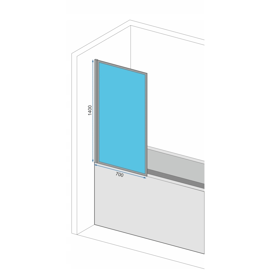 REA-K7632 - Parete mobile per vasca LAGOS 140x70 cm nero/trasparente