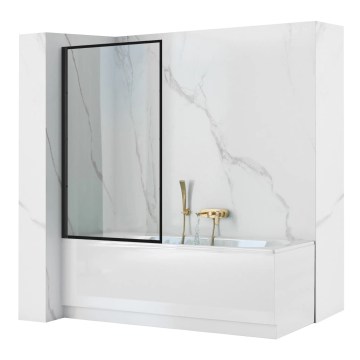 REA-K7633 - Parete per vasca mobile LAGOS 140x80 cm nero/trasparente