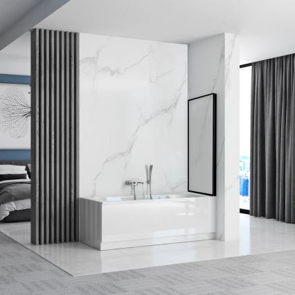 REA-K7633 - Parete per vasca mobile LAGOS 140x80 cm nero/trasparente