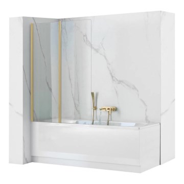 REA-K9777 - Pannello doccia pieghevole per vasca AGAT 140x100 cm, finitura oro spazzolato/vetro trasparente