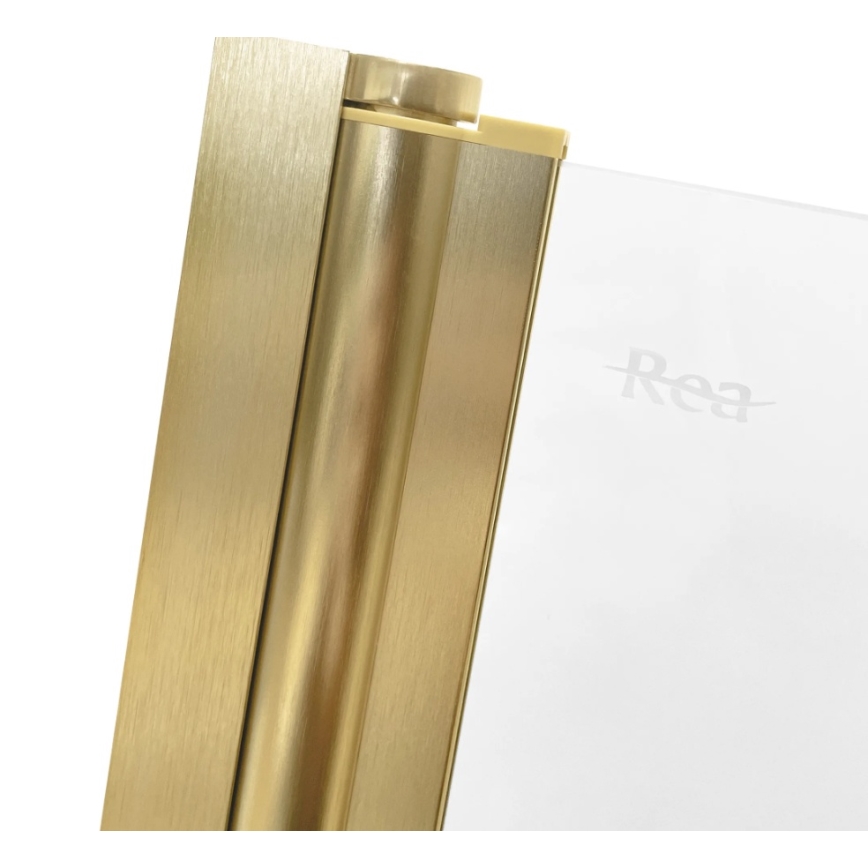 REA-K9777 - Pannello doccia pieghevole per vasca AGAT 140x100 cm, finitura oro spazzolato/vetro trasparente