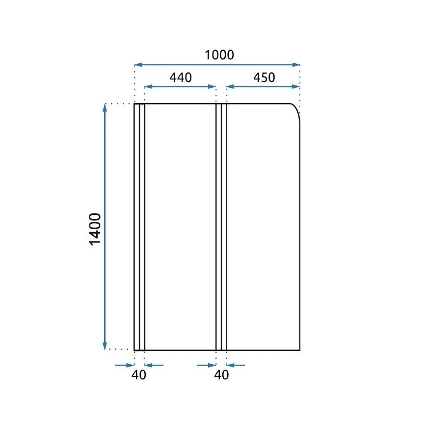 REA-K9777 - Pannello doccia pieghevole per vasca AGAT 140x100 cm, finitura oro spazzolato/vetro trasparente