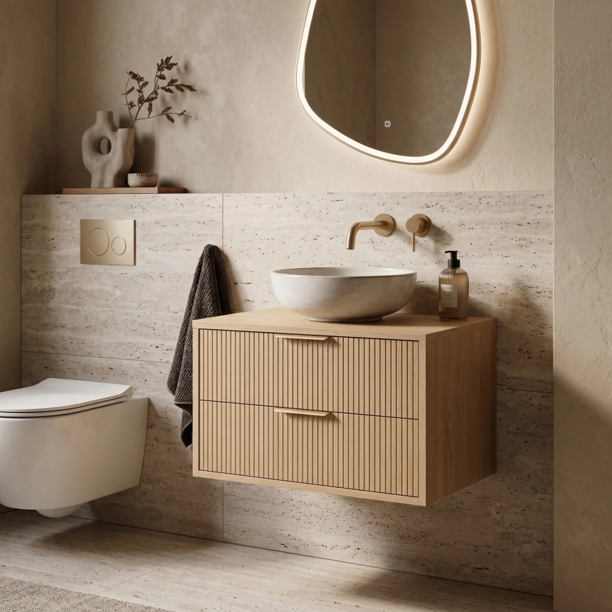 REA-M0409 - Mobile bagno sospeso per lavabo MONO 80x48,5 cm beige