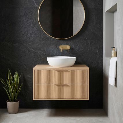 REA-M0409 - Mobile bagno sospeso per lavabo MONO 80x48,5 cm beige