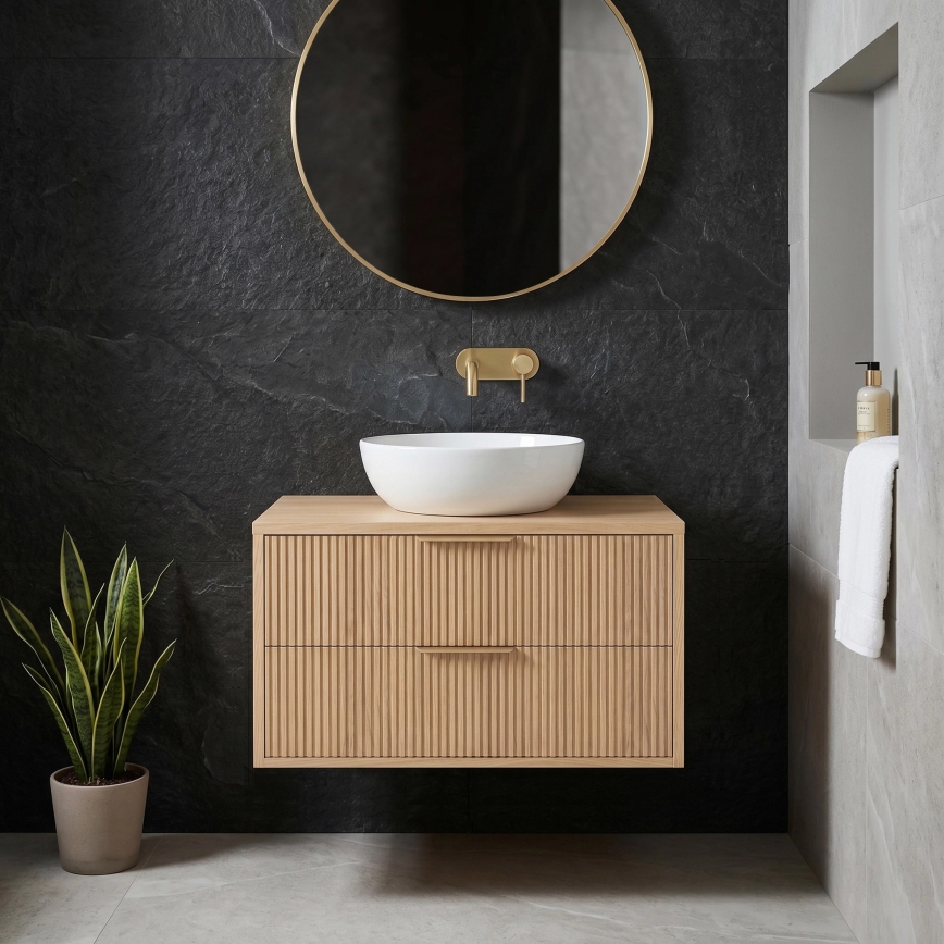 REA-M0409 - Mobile bagno sospeso per lavabo MONO 80x48,5 cm beige