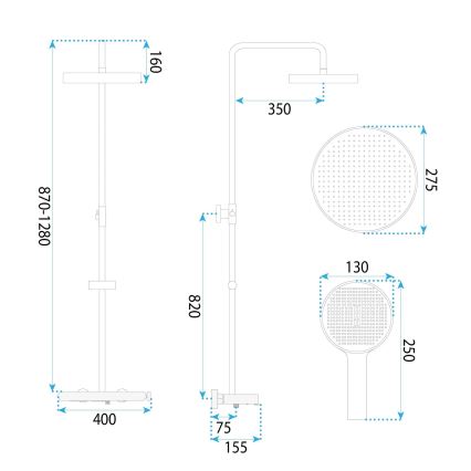 REA-P0353 - Set doccia con miscelatore FAREL, bianco opaco