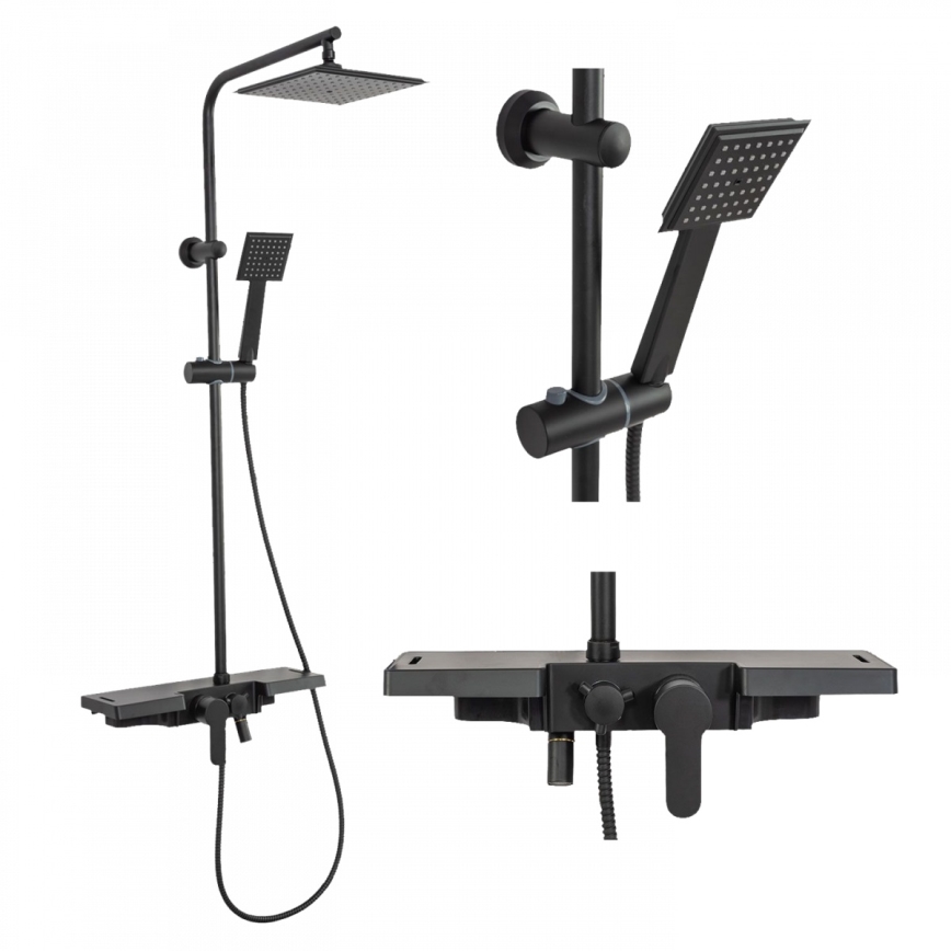 REA-P0636 - Set doccia con miscelatore BRAVO, nero opaco