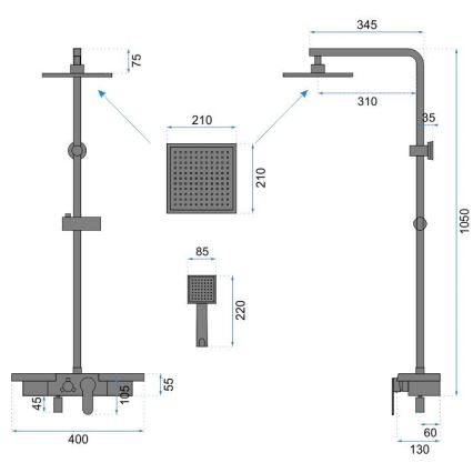 REA-P0636 - Set doccia con miscelatore BRAVO, nero opaco