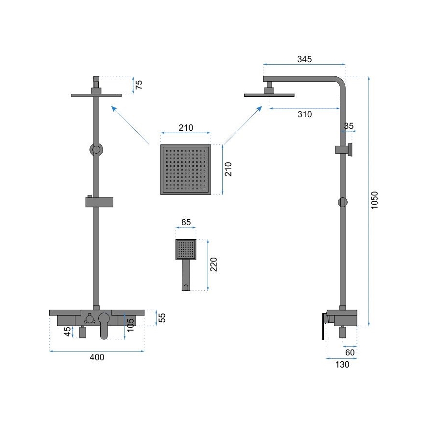 REA-P0636 - Set doccia con miscelatore BRAVO, nero opaco