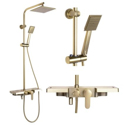 REA-P4121 - Set doccia con rubinetteria BRAVO in finitura oro spazzolato