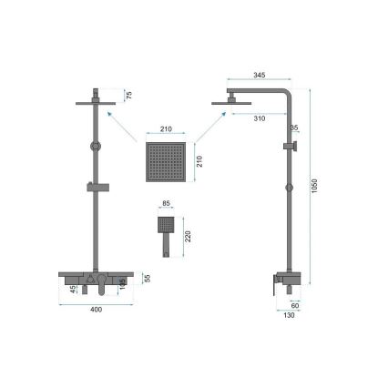 REA-P4121 - Set doccia con rubinetteria BRAVO in finitura oro spazzolato