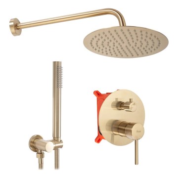 REA-P4160 - Set doccia con miscelatore da incasso LUNGO, finitura oro spazzolato