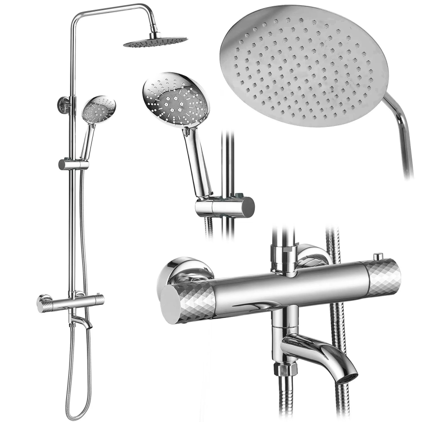 REA-P5961 - Set doccia con rubinetteria termostatica LUNGO DIAMOND cromo lucido
