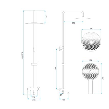 REA-P5961 - Set doccia con rubinetteria termostatica LUNGO DIAMOND cromo lucido