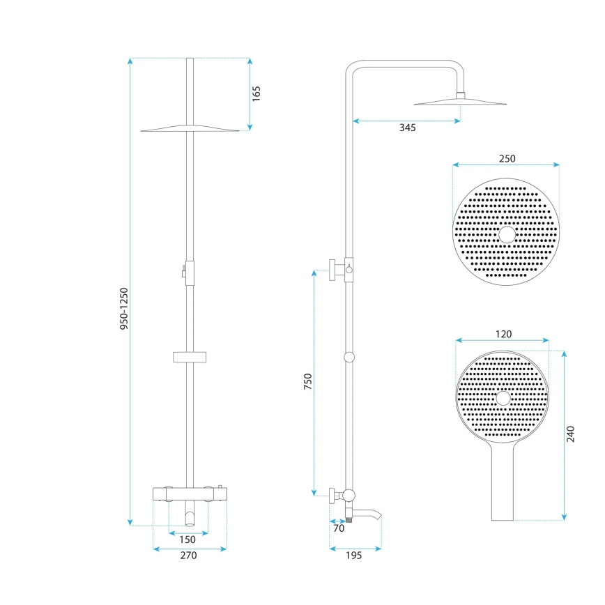 REA-P5961 - Set doccia con rubinetteria termostatica LUNGO DIAMOND cromo lucido