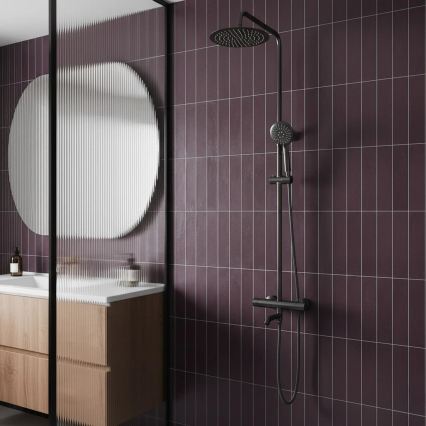 REA-P6386 - Set doccia con miscelatore termostatico LUNGO titanio