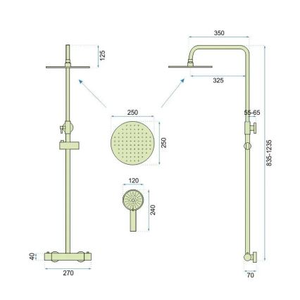 REA-P6602 - Set doccia con miscelatore termostatico VINCENT oro spazzolato