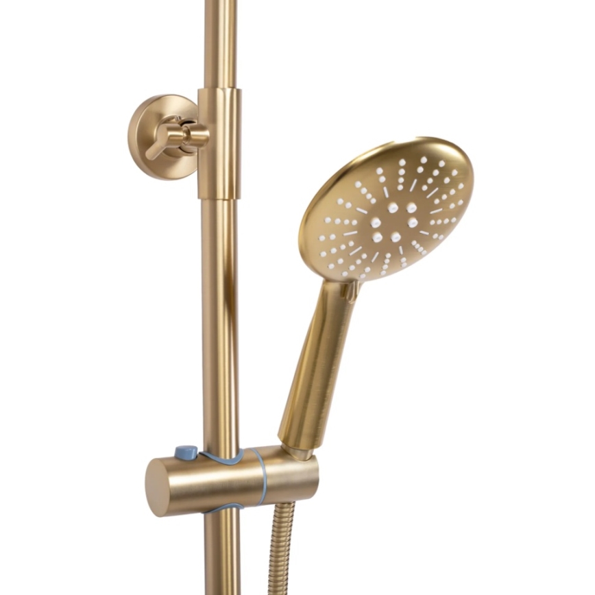 REA-P6604 - Kit doccia LUNGO con miscelatore termostatico, finitura in oro spazzolato