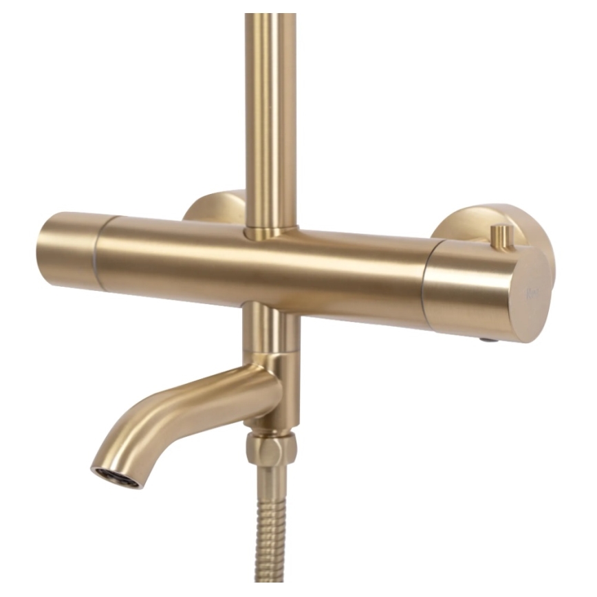 REA-P6604 - Kit doccia LUNGO con miscelatore termostatico, finitura in oro spazzolato