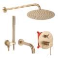 REA-P6609 - Set doccia con miscelatore da incasso LUNGO, oro spazzolato