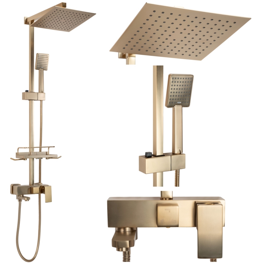 REA-P7050 - Set doccia con rubinetteria JACK oro spazzolato