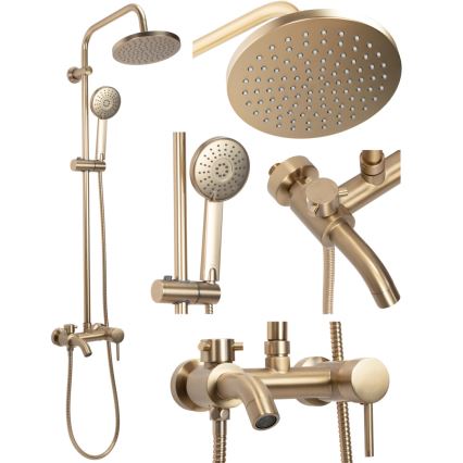 REA-P7051 - Set doccia con miscelatore LUIS, finitura oro spazzolato