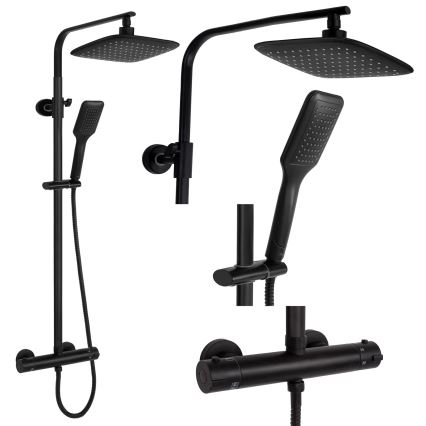 REA-P7101 - Set doccia con miscelatore termostatico TOM, nero opaco