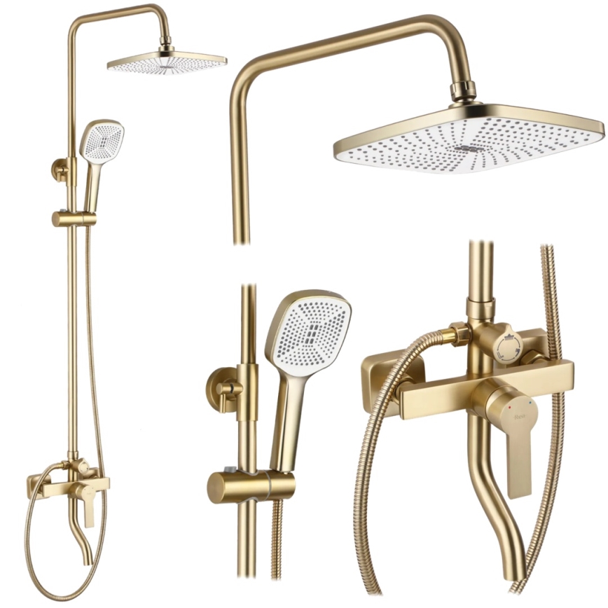 REA-P7841 - Set doccia con miscelatore ARGUS, finitura oro spazzolato