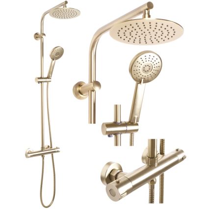 REA-P8413 - Set doccia con miscelatore termostatico BLISS oro spazzolato