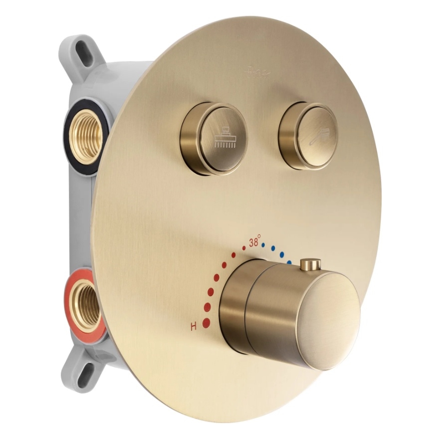 REA-P8551 - Set doccia con miscelatore termostatico da incasso LUNGO oro spazzolato